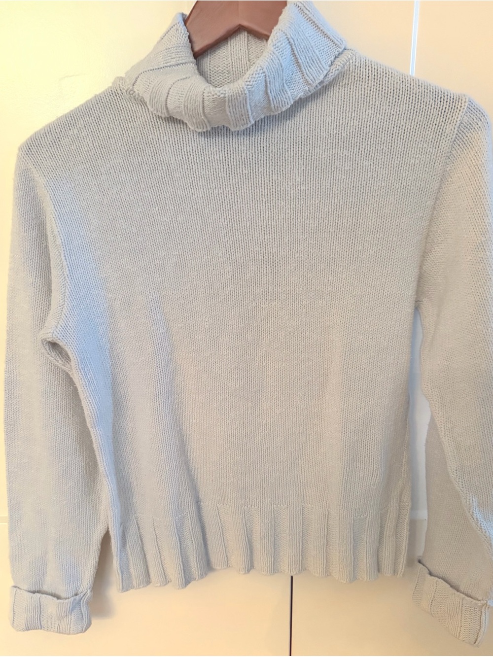 Vintage 90s Coldwater Creek-USA Light Blue Knit Turtleneck Sweater Sz S